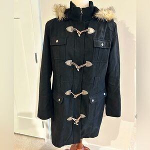 Espirit Women’s Medium Length Wool Blend Winter Coat Size Large- Wool Pea Coat